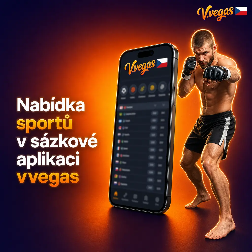 Nabídka sportů v sázkové aplikaci vvegas: fotbal, tenis, hokej, basketbal a e-sporty s LIVE sázkami