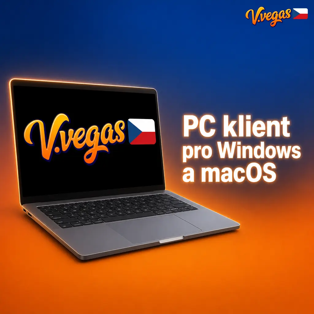 Vvegas casino spuštěné v internetovém prohlížeči na počítači s Windows nebo macOS