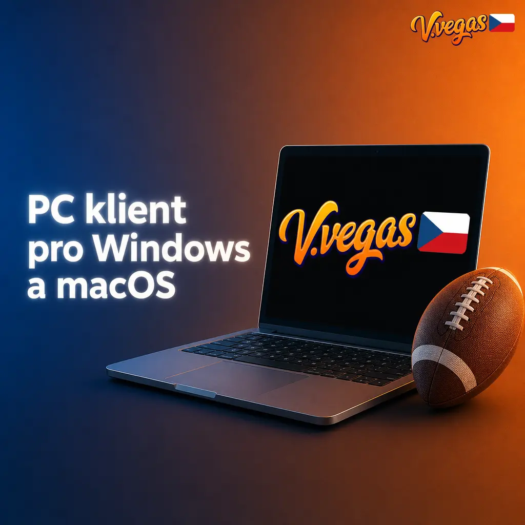 Vvegas sázková kancelář zobrazená ve webovém prohlížeči na počítači se systémem Windows nebo macOS